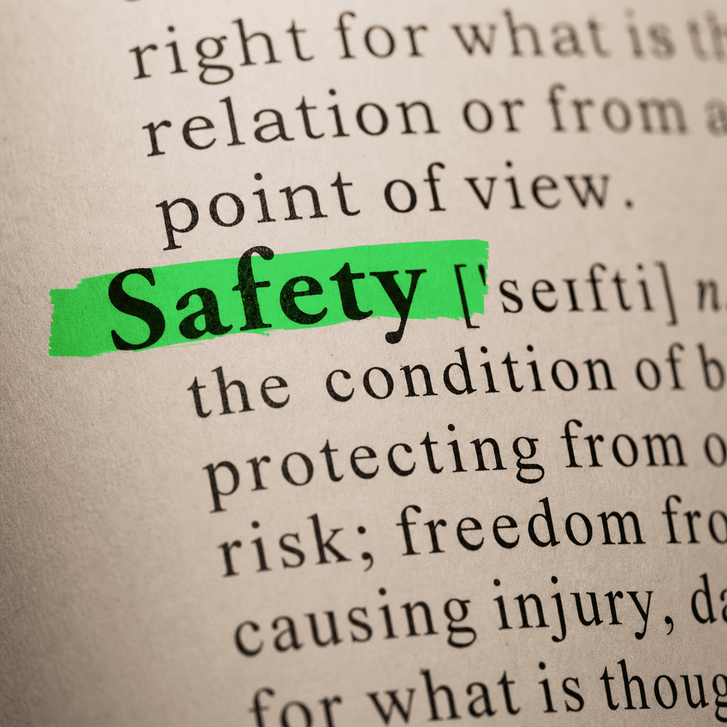Safety definition highlighted in a dictionary