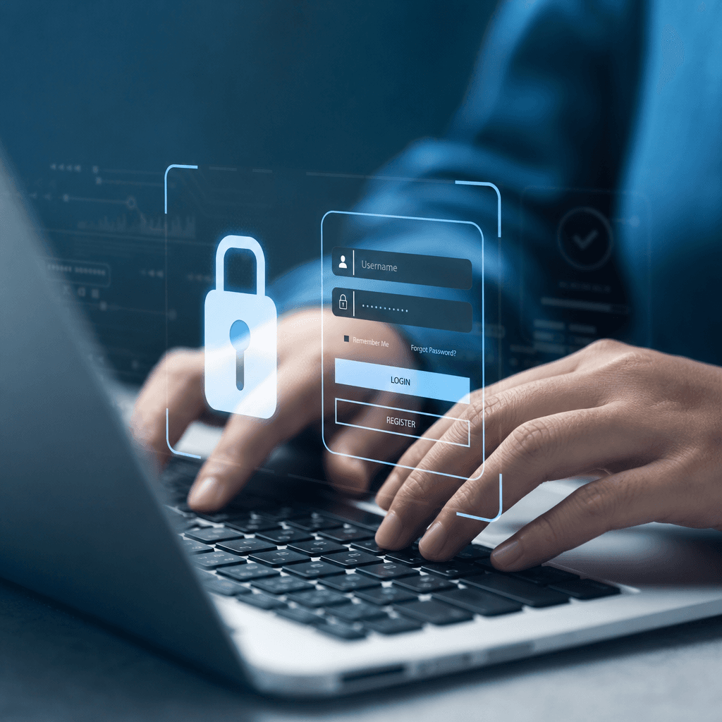 Security lock overlay on laptop authentication